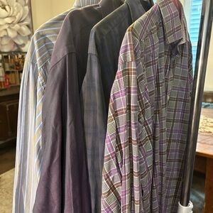 Multiples Purple and Blue Casual Button Down Shirts